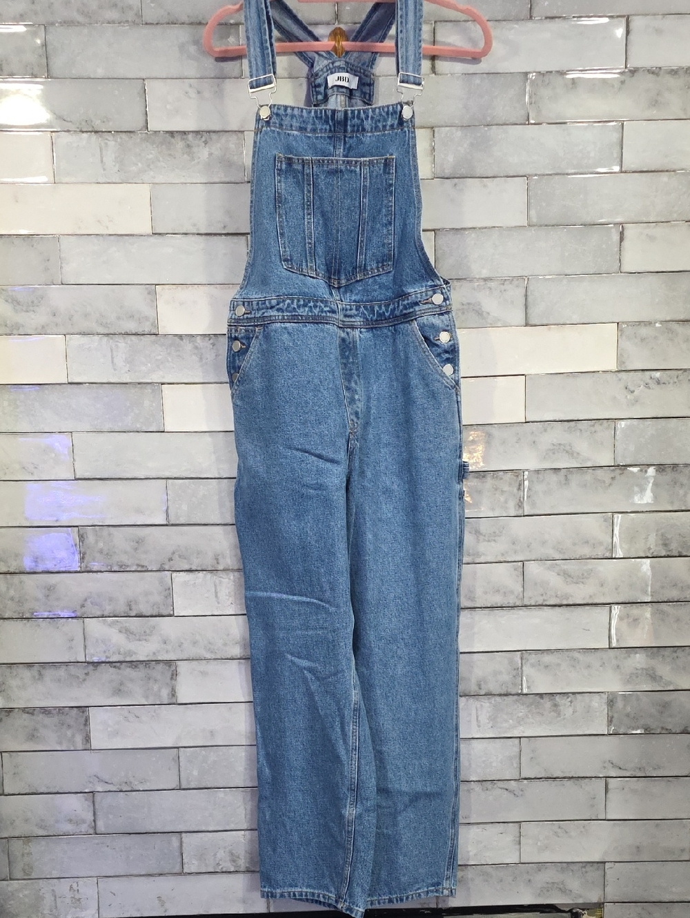 Just Black Denim Medium Wash 100% Cotton Overalls Size Medium
